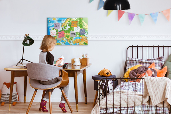 Decoratief glazen wandbord beschrijfbaar en magnetisch Een kaart van Europa voor persoonlijke herinneringen