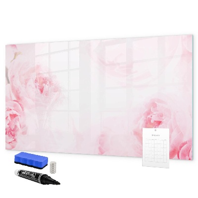 Memobord van glas met print inclusief neodymium magneten Romantische herinneringen op een roze achtergrond