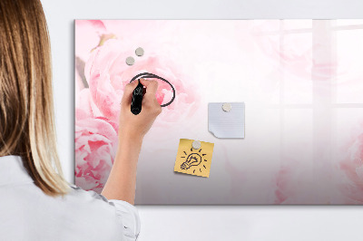 Memobord van glas met print inclusief neodymium magneten Romantische herinneringen op een roze achtergrond