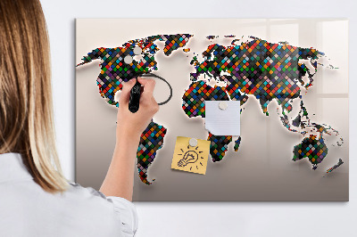Decoratief glazen wandbord beschrijfbaar en magnetisch Interactieve wereld met fotospots