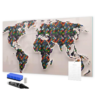 Decoratief glazen wandbord beschrijfbaar en magnetisch Interactieve wereld met fotospots