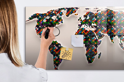 Decoratief glazen wandbord beschrijfbaar en magnetisch Interactieve wereld met fotospots