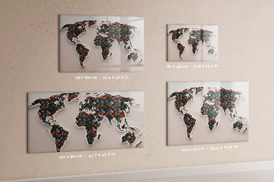 Decoratief glazen wandbord beschrijfbaar en magnetisch Interactieve wereld met fotospots