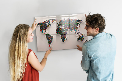 Decoratief glazen wandbord beschrijfbaar en magnetisch Interactieve wereld met fotospots