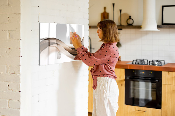 Decoratief glazen wandbord beschrijfbaar en magnetisch Modern fotodisplaybord