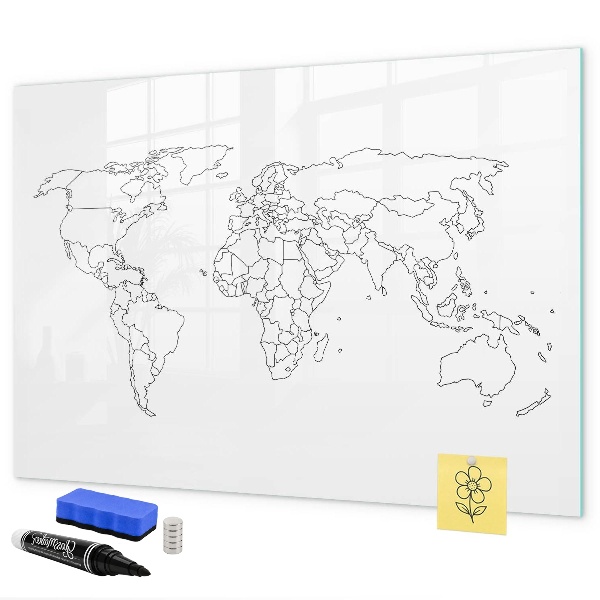 Decoratief glazen wandbord beschrijfbaar en magnetisch Reizen en herinneringen in foto's