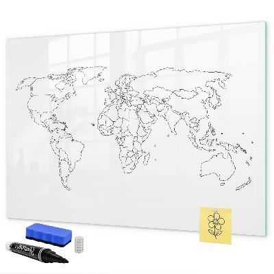 Decoratief glazen wandbord beschrijfbaar en magnetisch Reizen en herinneringen in foto's