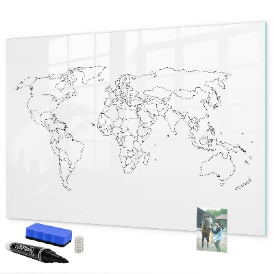 Decoratief glazen wandbord beschrijfbaar en magnetisch Reizen en herinneringen in foto's