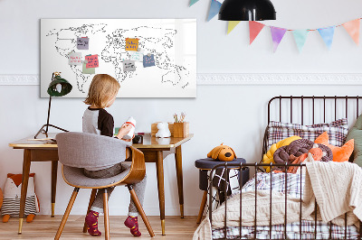 Decoratief glazen wandbord beschrijfbaar en magnetisch Reizen en herinneringen in foto's