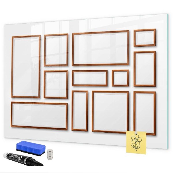 Decoratief glazen wandbord beschrijfbaar en magnetisch Een creatieve ruimte voor herinneringen en foto's