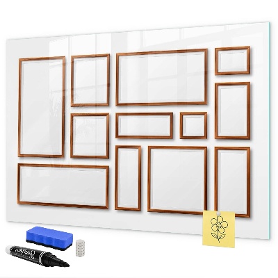 Decoratief glazen wandbord beschrijfbaar en magnetisch Een creatieve ruimte voor herinneringen en foto's
