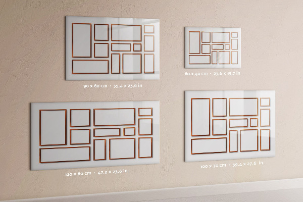 Decoratief glazen wandbord beschrijfbaar en magnetisch Een creatieve ruimte voor herinneringen en foto's