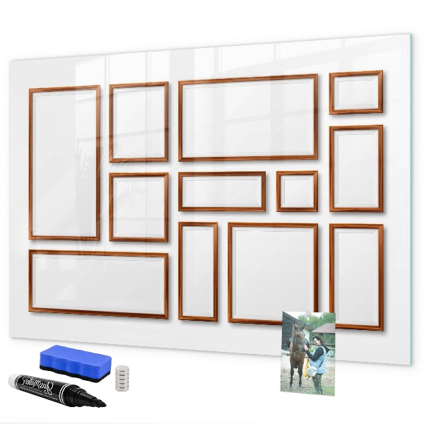 Decoratief glazen wandbord beschrijfbaar en magnetisch Een creatieve ruimte voor herinneringen en foto's