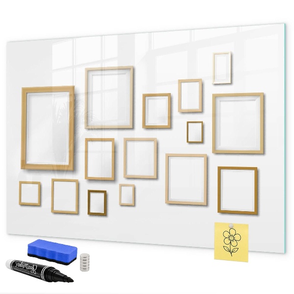 Memobord van glas met print inclusief neodymium magneten Een creatieve ruimte voor foto's en notities
