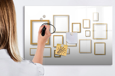 Memobord van glas met print inclusief neodymium magneten Een creatieve ruimte voor foto's en notities