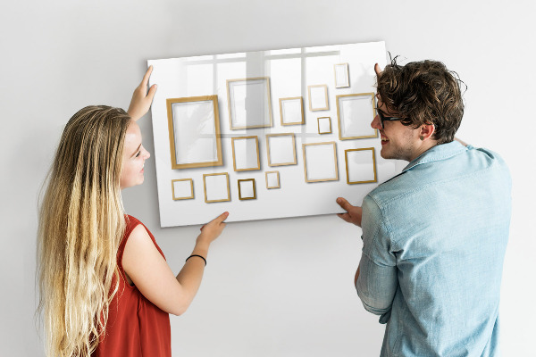Memobord van glas met print inclusief neodymium magneten Een creatieve ruimte voor foto's en notities