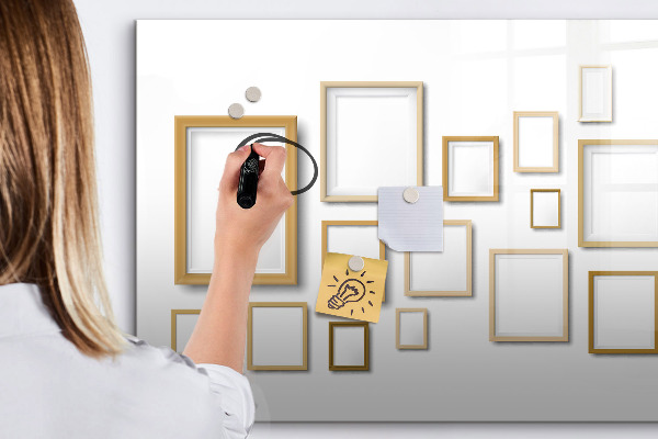 Memobord van glas met print inclusief neodymium magneten Een creatieve ruimte voor foto's en notities