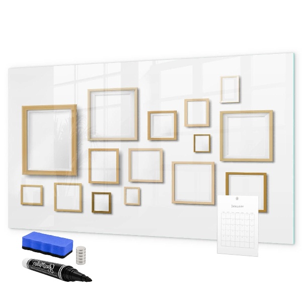 Memobord van glas met print inclusief neodymium magneten Een creatieve ruimte voor foto's en notities