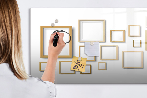 Memobord van glas met print inclusief neodymium magneten Een creatieve ruimte voor foto's en notities