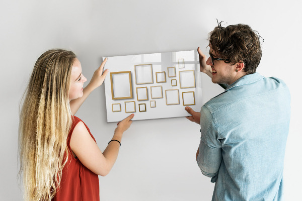Memobord van glas met print inclusief neodymium magneten Een creatieve ruimte voor foto's en notities