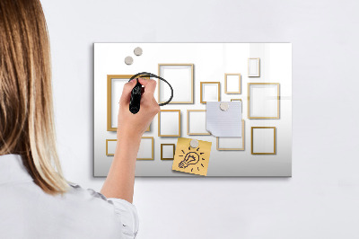 Memobord van glas met print inclusief neodymium magneten Een creatieve ruimte voor foto's en notities