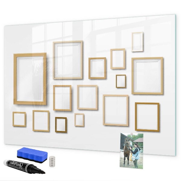 Memobord van glas met print inclusief neodymium magneten Een creatieve ruimte voor foto's en notities