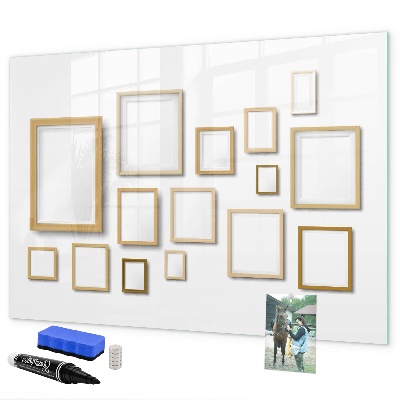 Memobord van glas met print inclusief neodymium magneten Een creatieve ruimte voor foto's en notities