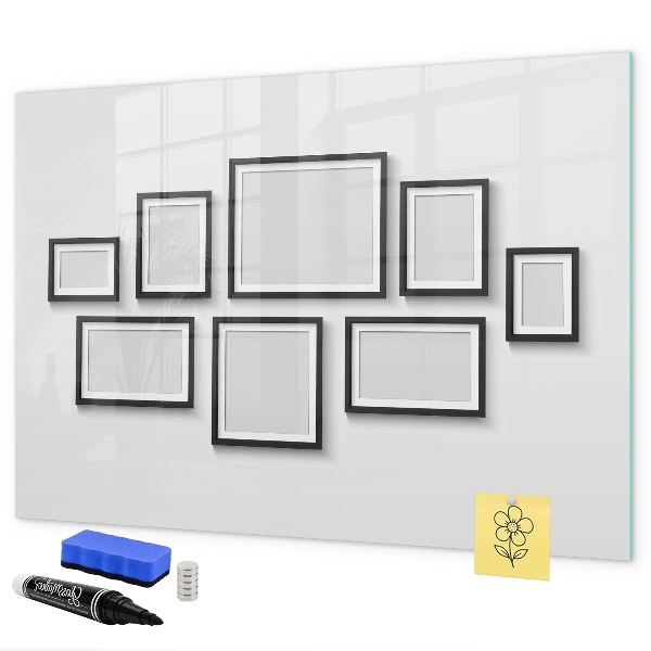 Decoratief glazen wandbord beschrijfbaar en magnetisch Modern prikbord voor foto's en notities