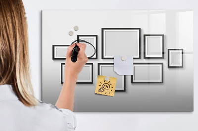 Decoratief glazen wandbord beschrijfbaar en magnetisch Modern prikbord voor foto's en notities