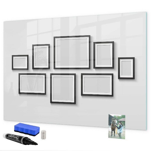 Decoratief glazen wandbord beschrijfbaar en magnetisch Modern prikbord voor foto's en notities