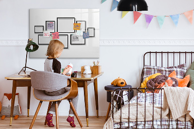 Decoratief glazen wandbord beschrijfbaar en magnetisch Modern prikbord voor foto's en notities