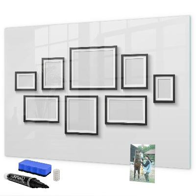 Decoratief glazen wandbord beschrijfbaar en magnetisch Modern prikbord voor foto's en notities