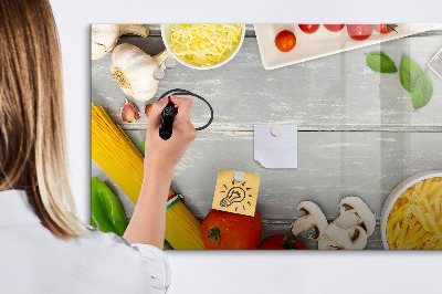 Memobord van glas met print inclusief neodymium magneten Keukenherinneringen met je favoriete smaken