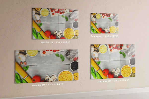 Memobord van glas met print inclusief neodymium magneten Keukenherinneringen met je favoriete smaken