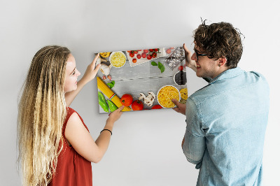 Memobord van glas met print inclusief neodymium magneten Keukenherinneringen met je favoriete smaken