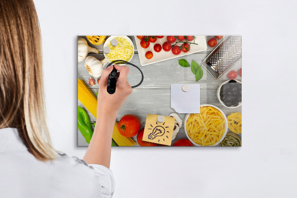 Memobord van glas met print inclusief neodymium magneten Keukenherinneringen met je favoriete smaken