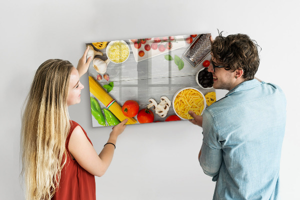 Memobord van glas met print inclusief neodymium magneten Keukenherinneringen met je favoriete smaken