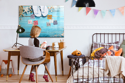Decoratief glazen wandbord beschrijfbaar en magnetisch Zomerherinneringen op een kleurrijk bord.