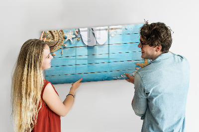 Decoratief glazen wandbord beschrijfbaar en magnetisch Zomerherinneringen op een kleurrijk bord.
