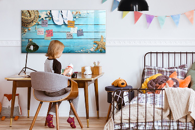 Decoratief glazen wandbord beschrijfbaar en magnetisch Zomerherinneringen op een kleurrijk bord.