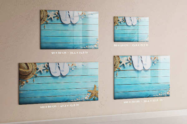 Decoratief glazen wandbord beschrijfbaar en magnetisch Zomerherinneringen op een kleurrijk bord.