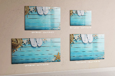 Decoratief glazen wandbord beschrijfbaar en magnetisch Zomerherinneringen op een kleurrijk bord.