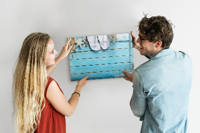 Decoratief glazen wandbord beschrijfbaar en magnetisch Zomerherinneringen op een kleurrijk bord.