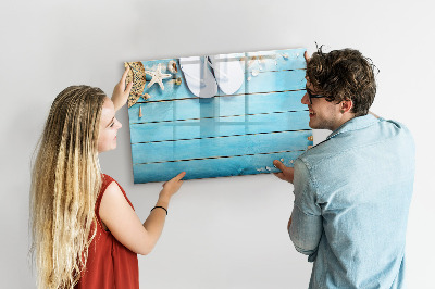 Decoratief glazen wandbord beschrijfbaar en magnetisch Zomerherinneringen op een kleurrijk bord.