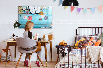 Decoratief glazen wandbord beschrijfbaar en magnetisch Zomerherinneringen op een kleurrijk bord.