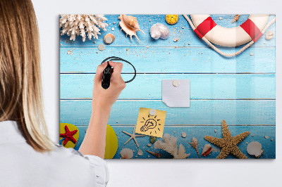 Memobord van glas met print inclusief neodymium magneten Zomerherinneringen aan zee