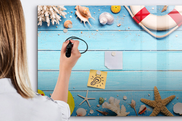Memobord van glas met print inclusief neodymium magneten Zomerherinneringen aan zee