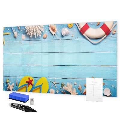 Memobord van glas met print inclusief neodymium magneten Zomerherinneringen aan zee
