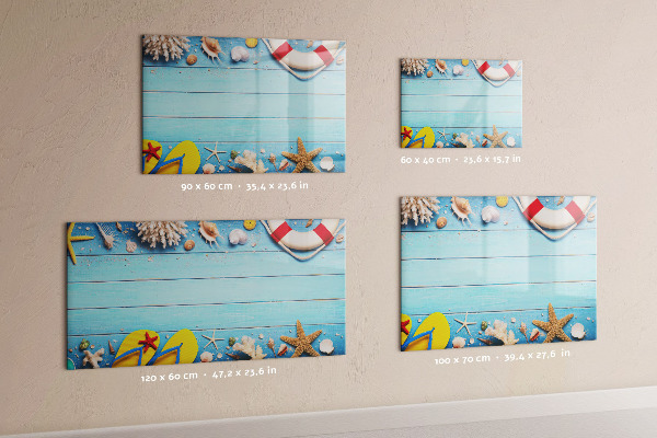 Memobord van glas met print inclusief neodymium magneten Zomerherinneringen aan zee
