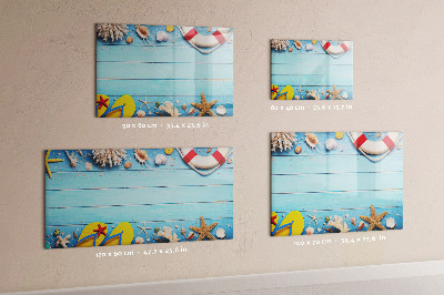 Memobord van glas met print inclusief neodymium magneten Zomerherinneringen aan zee